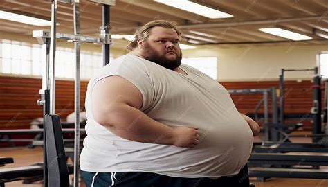 Premium Photo | Overweight man in gym 2000pound character chubby ...