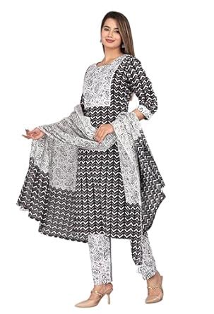 Buy KISHORI KURTIES Womens Printed Cotton Anarkali Kurta with Pant and ...