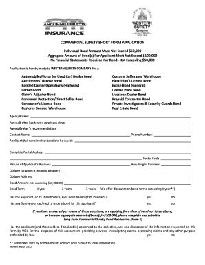 Fillable Online 0101 nccdn Commercial surety short form application ...