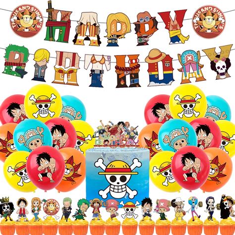 Anime One Piece Birthday Party Decoration Pirate Balloon Banner Cake ...