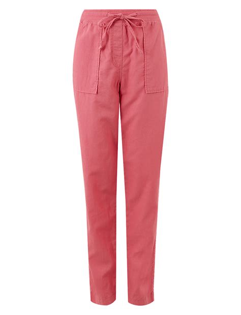 Buy Linen Blend Tapered Leg Peg Trousers at Marks & Spencer