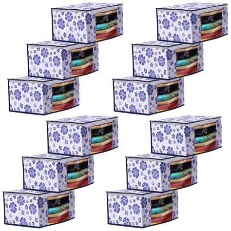 Kuber Industries Flower Design 12 Piece Non Woven Fabric Saree Cover ...