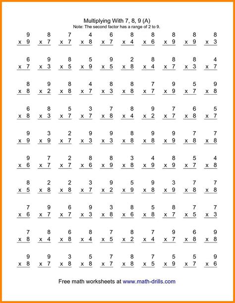 Printable Timed Multiplication Test - Printable And Enjoyable Learning