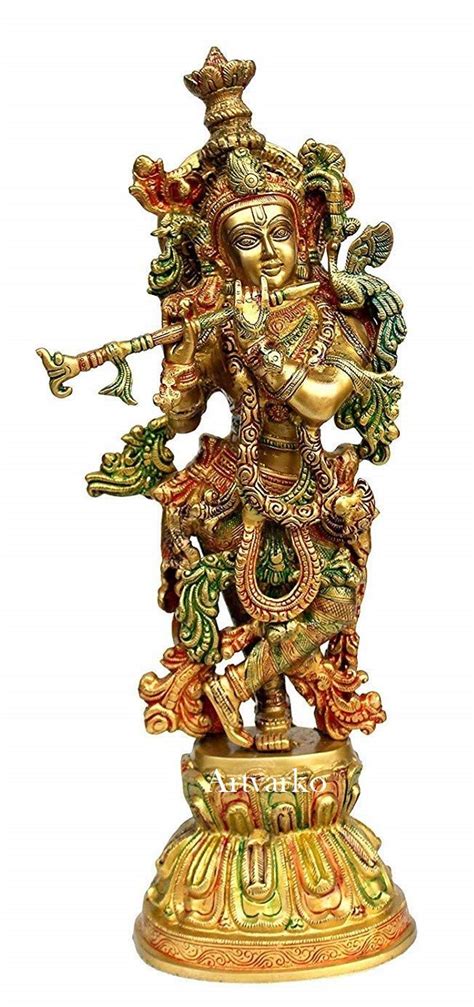 Buy ARTVARKO Brass Krishna Idol Murli Krishan Bhagwan Statue Murti Gift ...