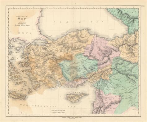 Gall & Inglis' Map of Modern Asia Minor. Anatolia Aegean Cyprus Turkey 1850 ...