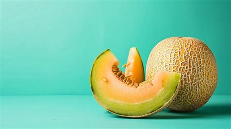 Juicy honeydew melon isolated on flat color background | Premium AI ...