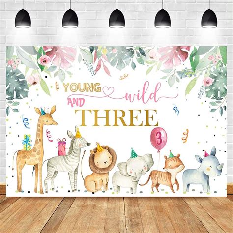 Avezano Young Wild and Three Birthday Backdrop for | Ubuy India