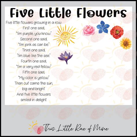 Five Little Flowers - Spring - Poem - Handprint Art - Keepsake ...
