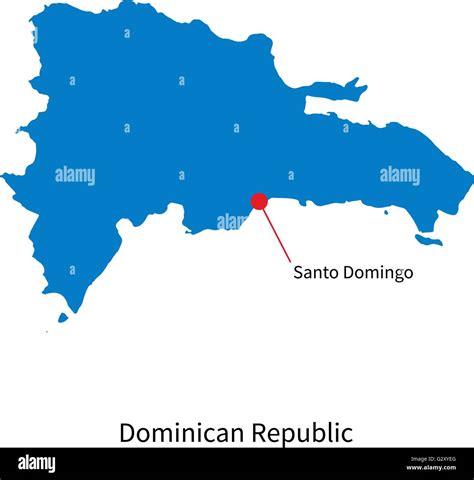 Vector map of Dominican Republic and capital city Santo Domingo Stock ...