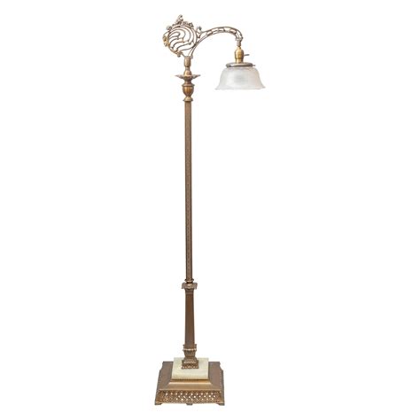 Antique Floor Lamp, Bridge Style with Period Glass Shade at 1stDibs ...