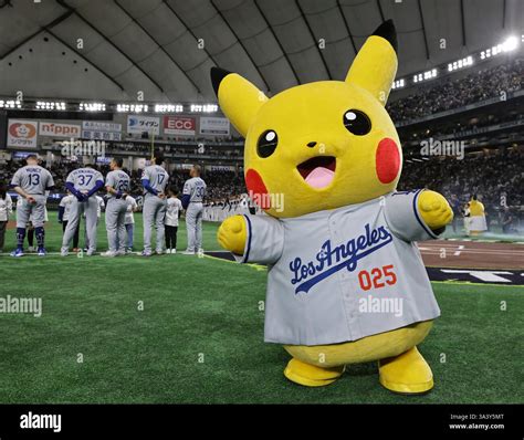 Pikachu of Pokémon appears prior to the MLB Tokyo Series opening game ...