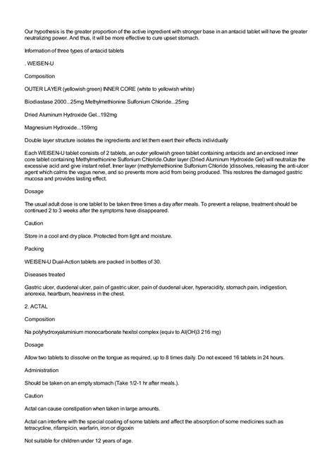 SOLUTION: Drug antacid effectiveness analysis to determine the ...