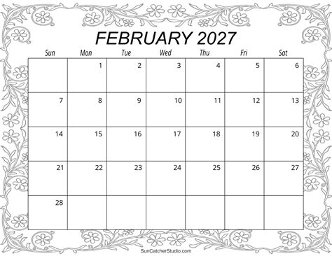 February 2027 Calendar (Free Printable) – Free Printables, Lettering ...
