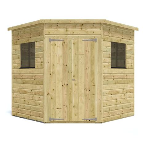 Buy Project Timber 7x7 Windowed Wooden Corner Garden Shed with Double ...