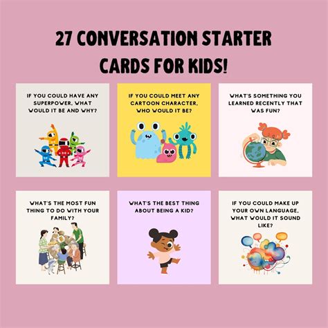 27 Printable Conversation Starter Cards for Kids | Fun Questions for ...