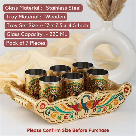 Meenakari Lemon Set Return Gifts | Glass Tray Serving Set