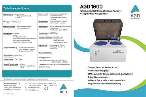 Clinical Chemistry Analyzer Machines - AGD 1600 Fully Automatic ...