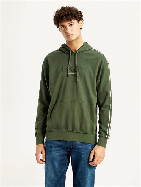 Men's Brand Logo Dark Green Hooded Sweatshirt – Levis India Store