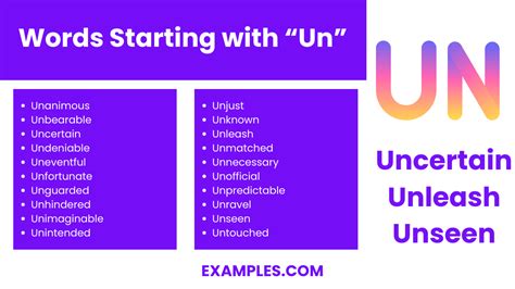 450+ Un Words List, Meaning, PDF