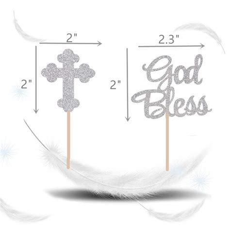 JeVenis 25 PCS Silver Baptism Cake Topper Bless This Child Cake Topper ...