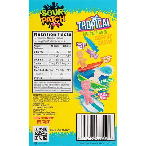 Buy SOUR PATCH KIDS Tropical Soft & Chewy Candy, 12 - 3.5 oz Boxes ...