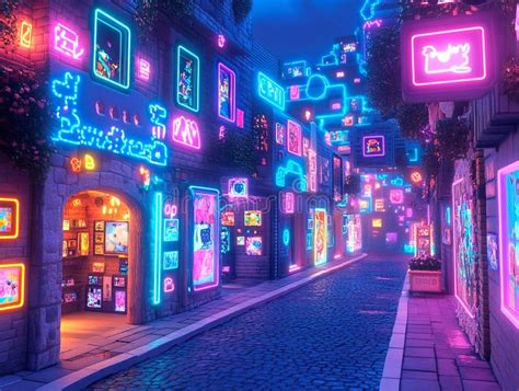 Digital art, wide angle, ambient haze street performer, neon signs, evening crowd, moody vibes 的图像结果