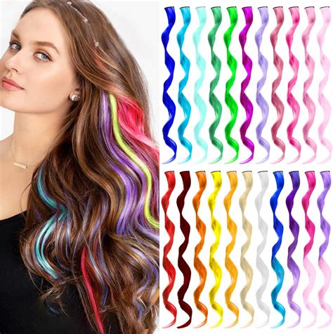 Amazon.com : TOFAFA Colored Hair Extensions Curly Wavy Accessories for ...
