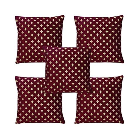 Buy Keoti Maroon Color Star Design Velvet Cushion Covers (16X16 Inches ...