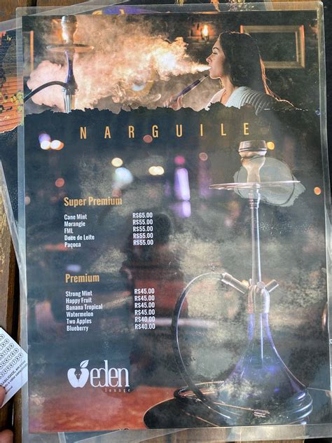 Menu at Eden Lounge pub & bar, Campo Grande