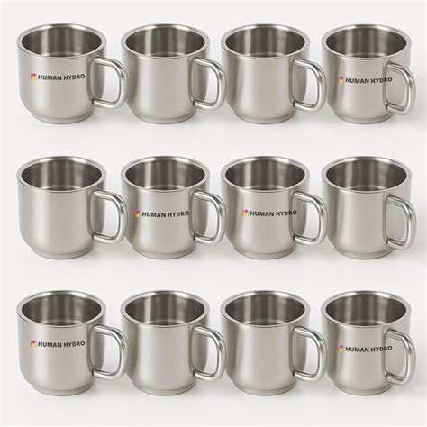 Buy Human Hydro Set of 12 Premium Large Stainless Steel Tea Cups ...