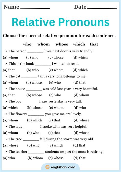 5 Printable Relative Pronouns Worksheets with Answers • Englishan