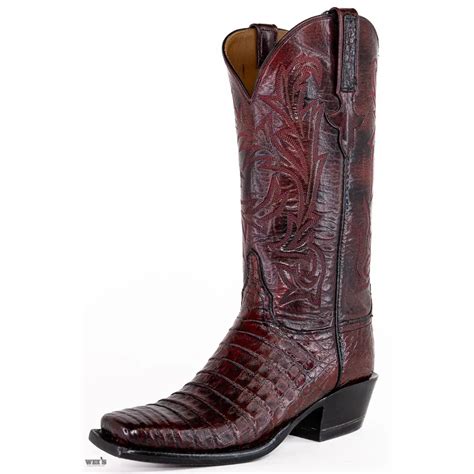 Lucchese Women's Cowgirl Boots 12" Exotic Caiman Medium Square Toe ...