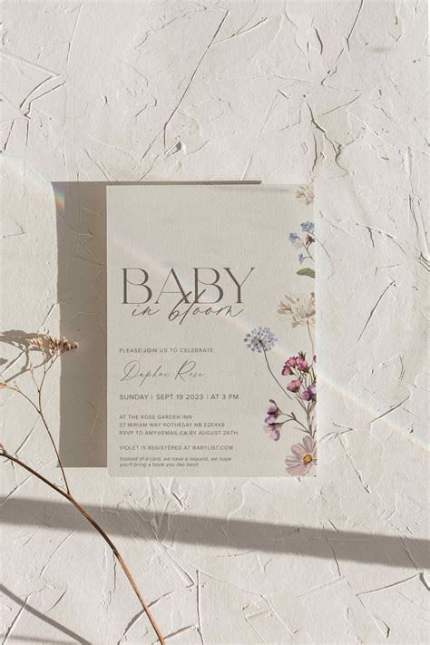 Baby in Bloom Editable Baby Shower Invitation, Spring Baby Shower ...