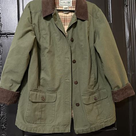 Women’s LL bean barn jacket in olive green. Worn... - Depop