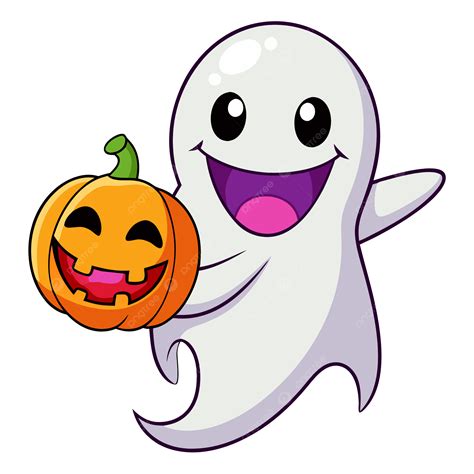 Cute Halloween Ghosts And Pumpkins With Evil Smiles Vector Clip Art ...