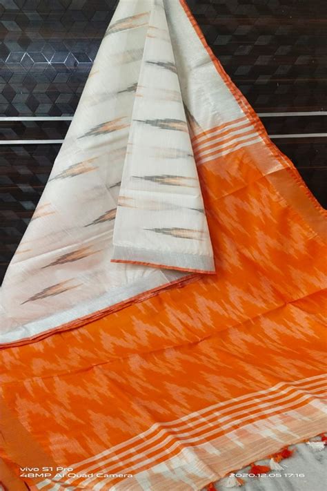 Handwoven Cotton Ikat Saree | Linen World
