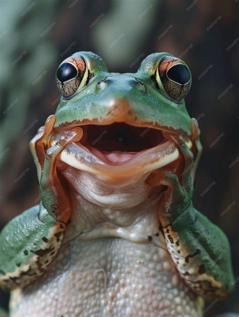 Premium Photo | Very surprised frog with open mouth