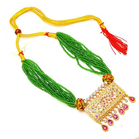 Buy Jewar Mandi Rajput Necklace Reed White Gold Plated Real Look desi ...