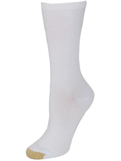 Gold Toe Women's Non Binding Cotton Top Ribbed Crew Socks (3 Pair Pack ...