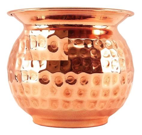 Pure Copper Pooja Kalash Lota with Hammered Matka Shaped Design, for ...