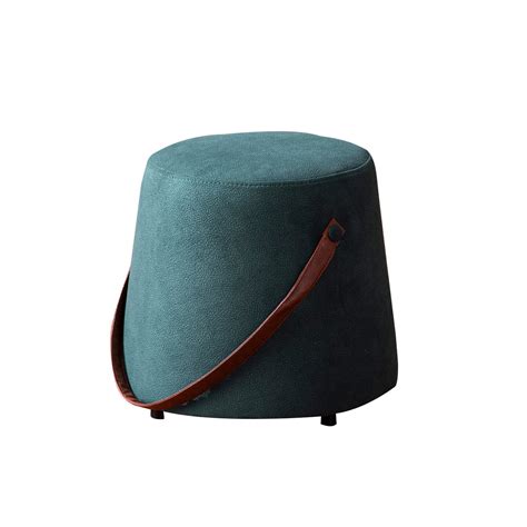 Green Pouf Set of 2 with Faux Leather Strap: Best Price Ottoman – Nestroots