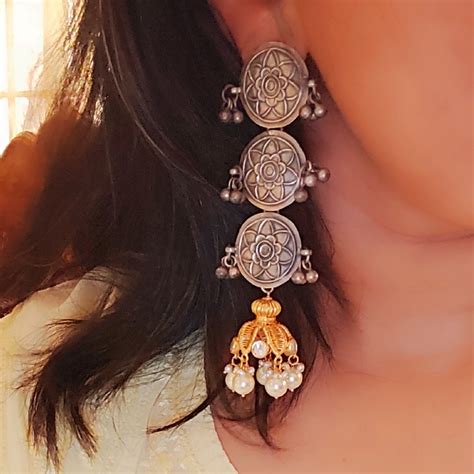 Buy Silver Jhumka Online | Afsana Long Jhumka | Missori