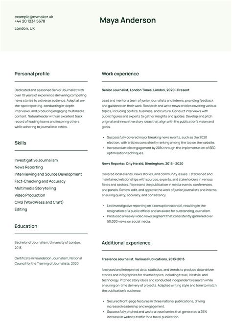 Top Journalist CV Examples for 2024 (Template & Format Tips)