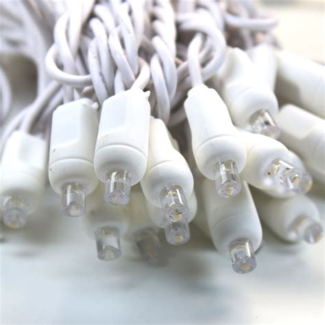 50-light 5mm Warm White LED Christmas Lights, 6" Spacing White Wire ...