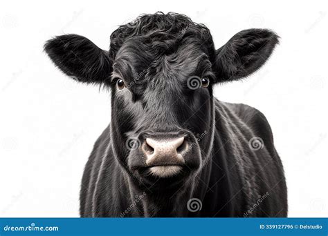 Black Angus or Aberdeen Angus Cow, Beef Cattle, Front View Portrait ...