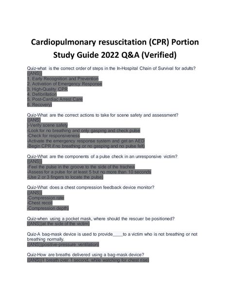 SOLUTION: Cardiopulmonary resuscitation exam 1 - Studypool