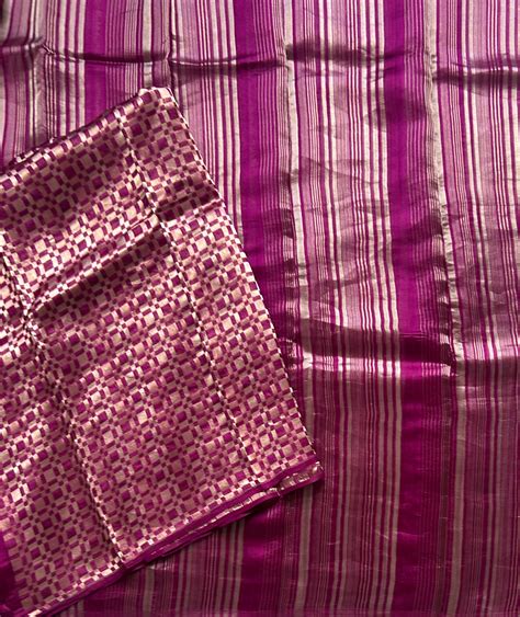 Magenta stripes pure organza tissue 103 saree – House of Raadhvi