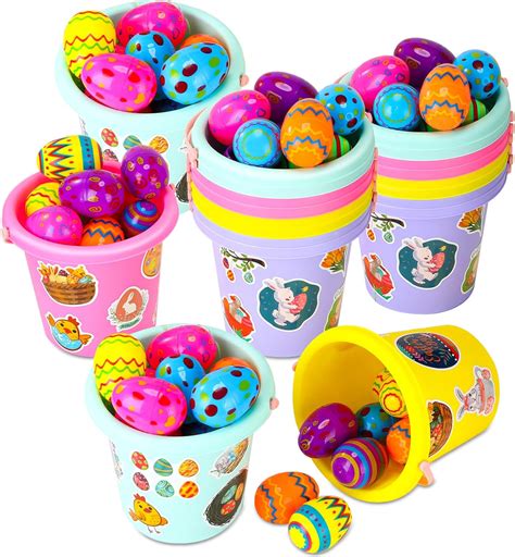 Amazon.com: Yilloog 24 Pack Plastic Easter Basket with Handles Bulk ...