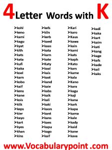 4 Letter Words Starting with K - Vocabulary Point