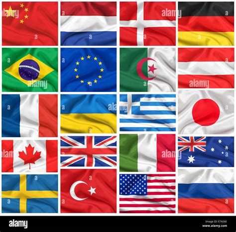 Flags set: USA, Great Britain, Italy, France, Brazil, Germany, Russia ...